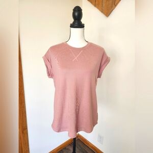 Como Blu Pink Relaxed Boxy Short Sleeve Light Weight Sweater